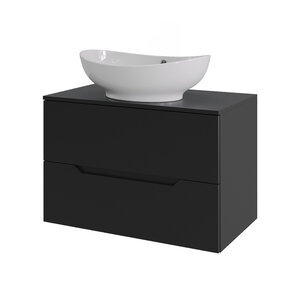 Изображение товара Тумба с раковиной Orange Line, Li-70TubMDF+B08-585W, 70 см, подвесная, раковина белая матовая черная матовая