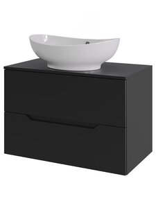 Изображение товара Тумба с раковиной Orange Line, Li-70TubMDF+B08-585W, 70 см, подвесная, раковина белая матовая черная матовая