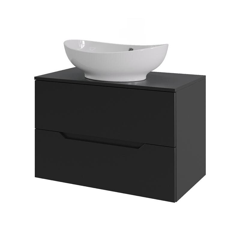 Изображение товара Подвесная тумба с раковиной Orange Line Li-70TubMDF+B08-585W 70 см черная матовая