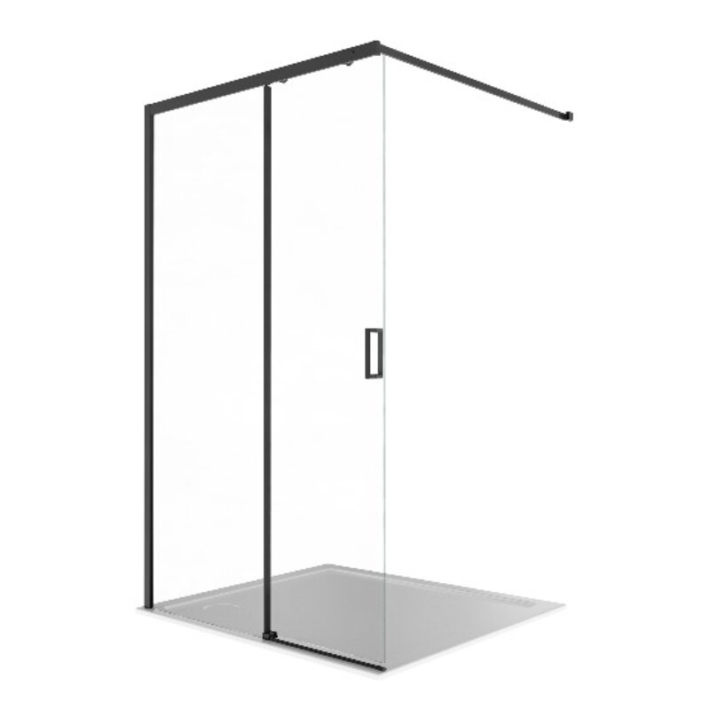 Изображение товара Современная душевая стенка Aquatek Walk in AQ.WISL 120 см стекло черный профиль