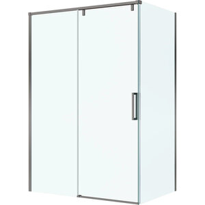 Изображение товара Душевой уголок BelBagno SOFT_CLOSE-1-AH-1-140/80-C-GM, 140 х 80 см, стекло прозрачное, профиль вороненая сталь, gunmetal