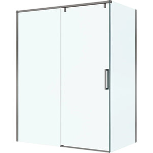 Изображение товара Душевой уголок BelBagno SOFT_CLOSE-1-AH-1-160/80-C-GM, 160 х 80 см, стекло прозрачное, профиль вороненая сталь, gunmetal