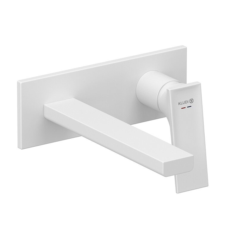 Изображение товара Настенный смеситель для раковины Kludi Decus 542455375 белый матовый з длиной излива 24 см