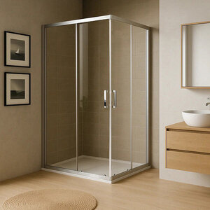 Изображение товара Душевой уголок Royal Bath 115x70 см стекло прозрачное сатин профиль Россия Изображение товара Душевой уголок Royal Bath 115x70 см стекло прозрачное сатин профиль Россия