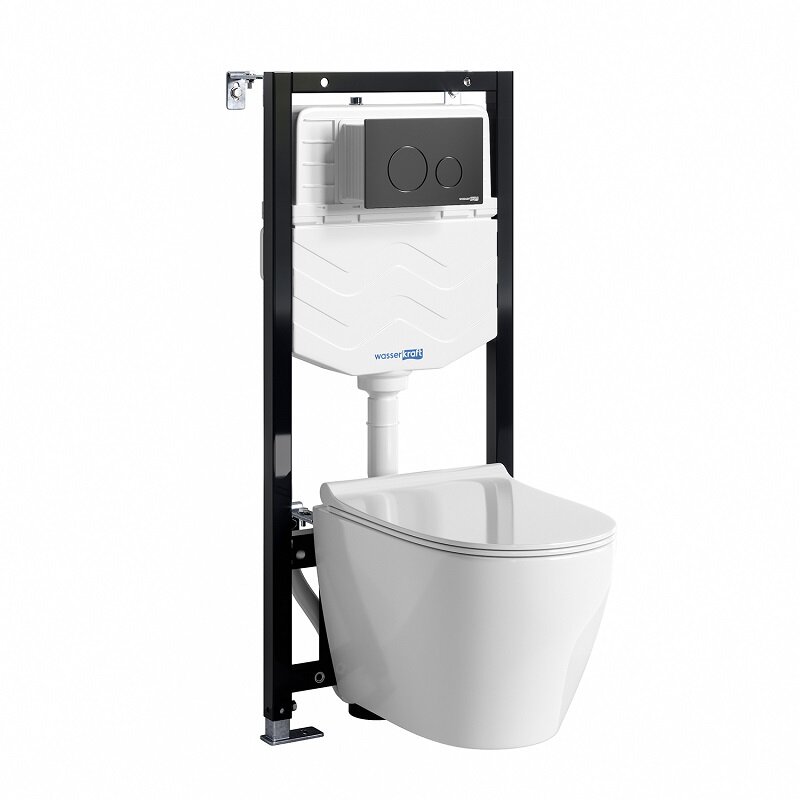 Изображение товара Инсталляция WasserKRAFT 10TLT.010.ME.MB02 с подвесным унитазом Mindel и крышкой микролифт