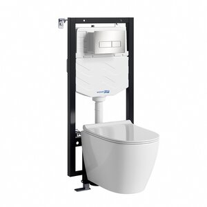 Изображение товара Инсталляция WasserKRAFT 56TLT.010.ME.BN03.H002, с подвесным безободковым унитазом Mindel, крышка микролифт, клавиша никель