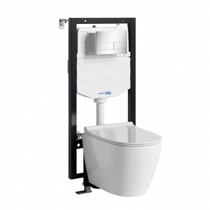 Изображение товара Инсталляция WasserKRAFT 56TLT.010.ME.CH04 с подвесным унитазом Mindel, хамовик, хромовая клавиша
