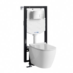 Изображение товара Инсталляция WasserKRAFT 56TLT.010.ME.CH04.H002, с подвесным безободковым унитазом Mindel, крышка микролифт, клавиша хром