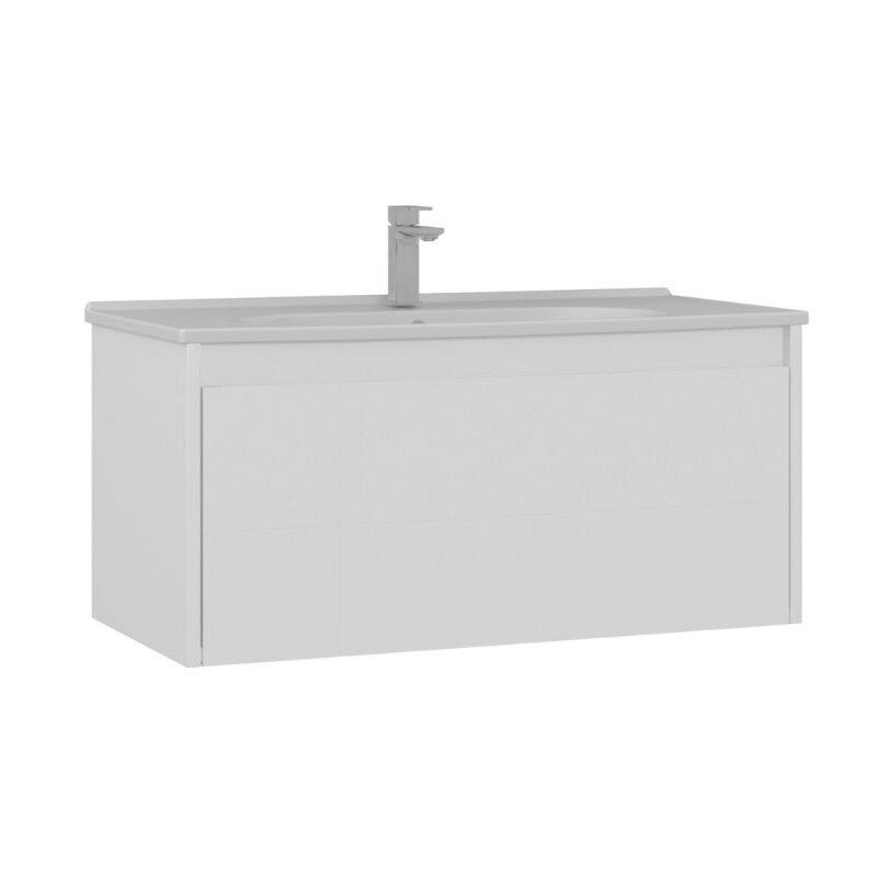 Изображение товара Тумба с раковиной Orka Likya 5002490, 100 см, подвесная, цвет белый матовый Изображение товара Тумба с раковиной Orka Likya 5002490, 100 см, подвесная, цвет белый матовый