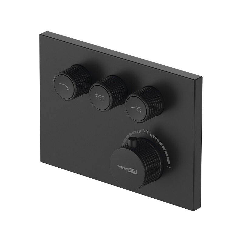 Изображение товара Термостатический смеситель WasserKRAFT Elbe 7458 матовый черный для ванны и душа