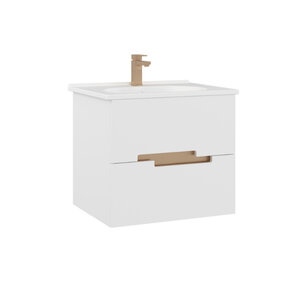 Изображение товара Тумба с раковиной Orka Lodi 5005880, 65 см, подвесная, цвет белый, золото