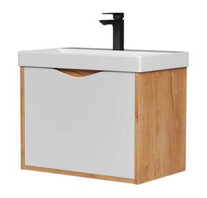 Изображение товара Тумба под раковину Volna Barney tpBARNEY60.1Y-04, 60 см, подвесная, белый, дуб гудзон