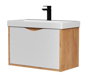 Изображение товара Тумба под раковину Volna Barney tpBARNEY70.1Y-04, 70 см, подвесная, белый, дуб гудзон