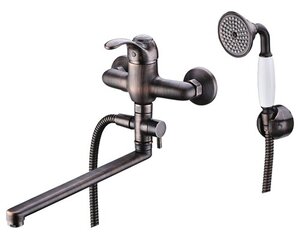 Изображение товара Смеситель WasserKRAFT Isar 1302L, для ванны и душа, с душевым гарнитуром, темная бронза 