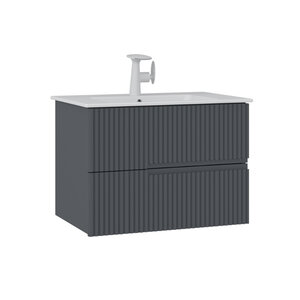 Изображение товара Тумба с раковиной Orka Moonlight 5003439, 70 см, подвесная, цвет антрацит матовый