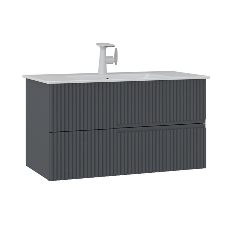 Изображение товара Тумба с раковиной Orka Moonlight 5003445, 90 см, подвесная, цвет антрацит матовый