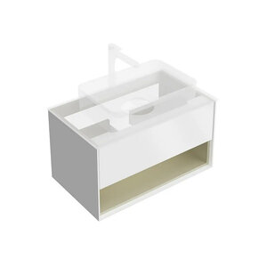 Изображение товара Тумба под раковину Kerama Marazzi Plaza Modern KMPMCb80MSg1, 80 см, подвесная, цвет белый матовый/шалфей