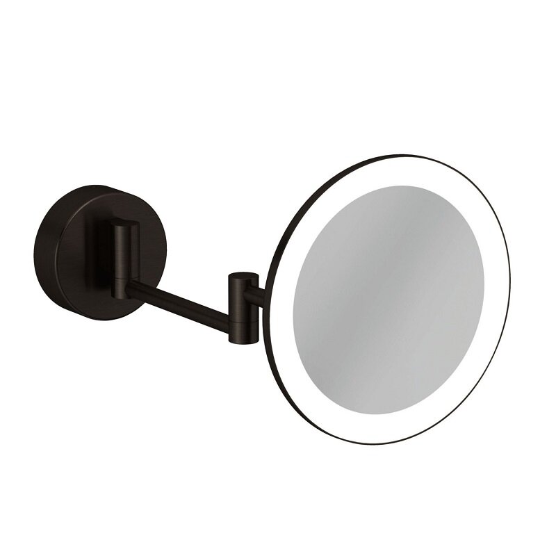 Изображение товара Настенное косметическое зеркало Kludi Vela R 58995N2W, с 3-х кратным увеличением и LED-подсветкой, цвет держателя оружейная сталь