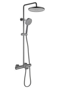 Изображение товара Душевая система термостатическая Aquatek Вега AQ2043BGM, с изливом, лейка 3 режима, оружейная сталь