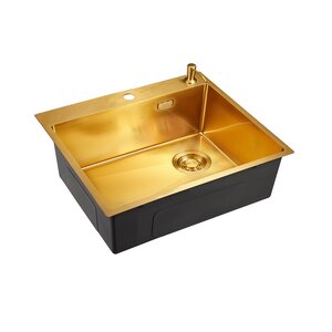 Изображение товара Мойка кухонная Emar EMB-560(TOP) PVD Golden, 56 см, с дозатором, нержавеющая сталь, цвет golden