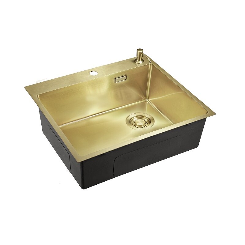 Изображение товара Мойка кухонная Emar EMB-560(TOP) PVD Matt Gold, 56 см, с дозатором, нержавеющая сталь, цвет matt gold Изображение товара Мойка кухонная Emar EMB-560(TOP) PVD Matt Gold, 56 см, с дозатором, нержавеющая сталь, цвет matt gold