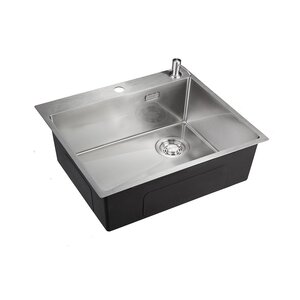 Изображение товара Кухонная мойка из нержавеющей стали Emar EMB-560(TOP) PVD Nano Satin 56 см с дозатором