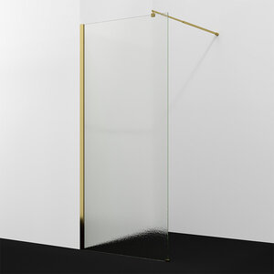 Изображение товара Душевая стенка WasserKraft Rur 30W44PG-TXG, 100 см, свободный вход, стекло текстурное, профиль глянцевое золото