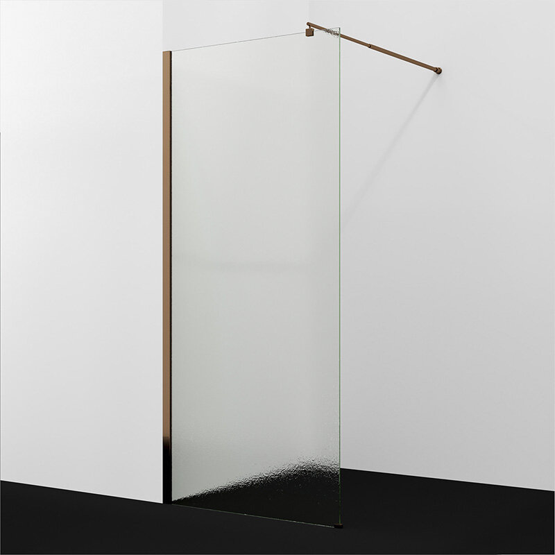 Изображение товара Душевая стенка WasserKraft Rur 30W46RG-TXG 110 см без дверей стекло текстурное профиль розовое золо