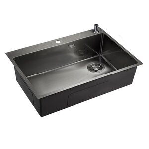 Изображение товара Мойка кухонная Emar EMB-660(TOP) PVD Dark, 66 см, с дозатором, нержавеющая сталь, цвет dark