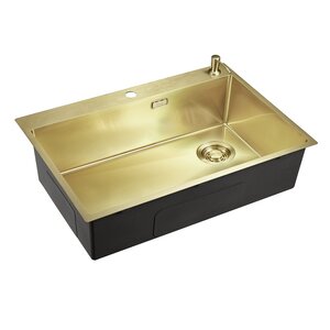 Изображение товара Мойка кухонная Emar EMB-660 TOP PVD Matt Golden 66 см нержавеющая сталь