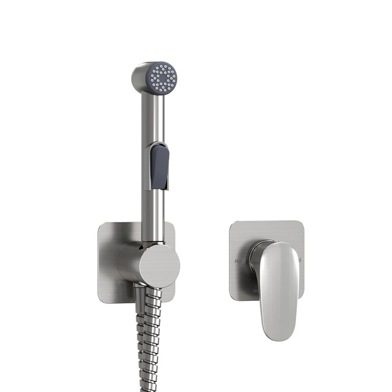 Изображение товара Гигиенический душ WasserKRAFT Spree A1451.275.100.092 никель с смесителем и скрытым монтажем