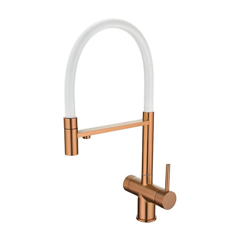 Изображение товара Кухонный смеситель Emar ЕС 7024WHT PVD Coppery с гибким изливом и подключением фильтра