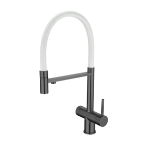 Изображение товара Смеситель для кухонной мойки Emar ЕС - 7024WHT PVD Dark, с гибким изливом, с подключением к фильтру, цвет dark/белый