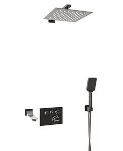 Изображение товара Душевая система WasserKRAFT Wiese A8458.182.200.186.195.202.176 Thermo, термостатическая, PVD оружейная сталь