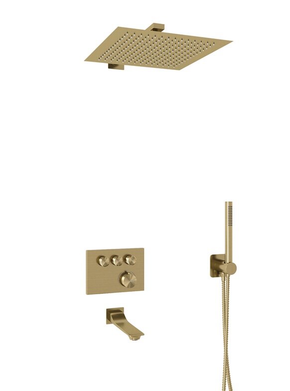 Изображение товара Душевая система WasserKRAFT Aisch Thermo с PVD покрытием золото матовое