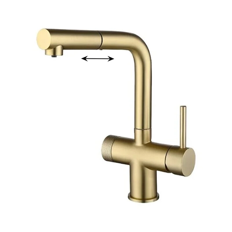 Изображение товара Смеситель для кухонной мойки Emar PVD ЕС 7026 Matt Gold с выдвижным изливом