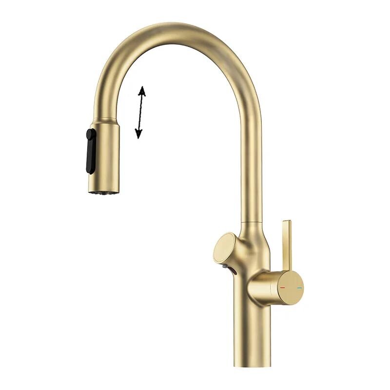 Изображение товара Смеситель для кухонной мойки Oulin OL - 8018 Matt Gold, с функцией подключения питьевой воды, с дозатором, цвет светлое золото Изображение товара Смеситель для кухонной мойки Oulin OL - 8018 Matt Gold, с функцией подключения питьевой воды, с дозатором, цвет светлое золото
