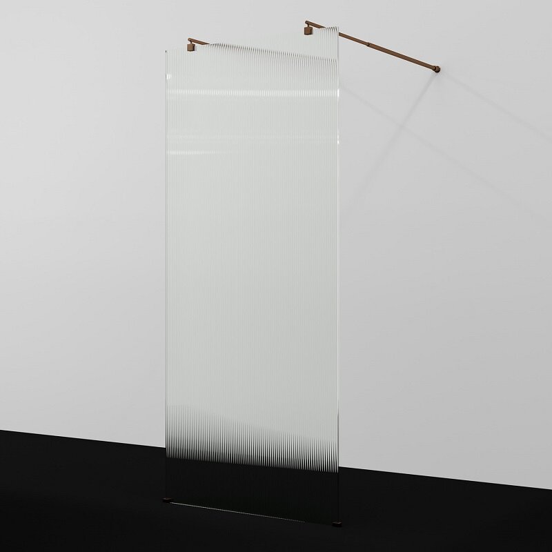 Изображение товара Душевая стенка WasserKraft Vechte 90 см стекло рифлёное золото розовое Германия