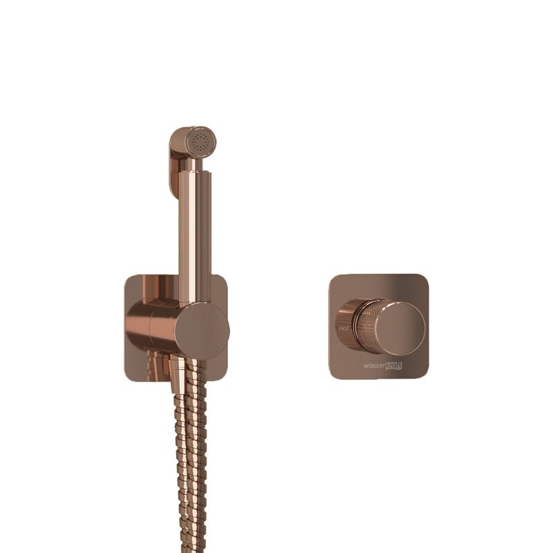 Изображение товара Гигиенический душ WasserKRAFT Paar A8851 290 292 335 со смесителем PVD розовое золото