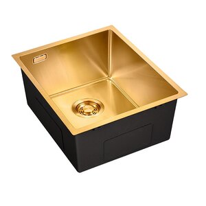 Изображение товара Мойка кухонная Emar EMB-130 PVD Nano Golden, 38 см, нержавеющая сталь, цвет золото