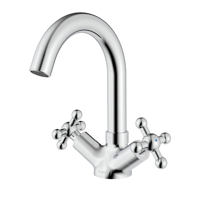 Изображение товара Смеситель для раковины Rossinka G02-64 хром двухвентильный с поворотным изливом Изображение товара Смеситель для раковины Rossinka G02-64 хром двухвентильный с поворотным изливом