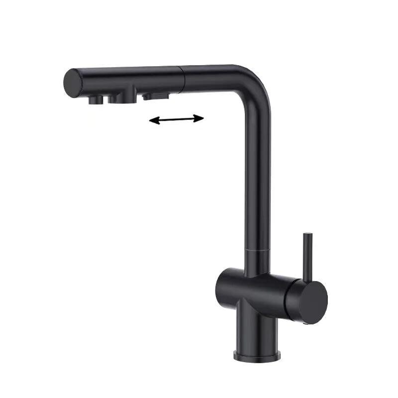 Изображение товара Смеситель для кухонной мойки Emar Steel ЕСВ 7020 black с выдвижным изливом и подключением фильтра