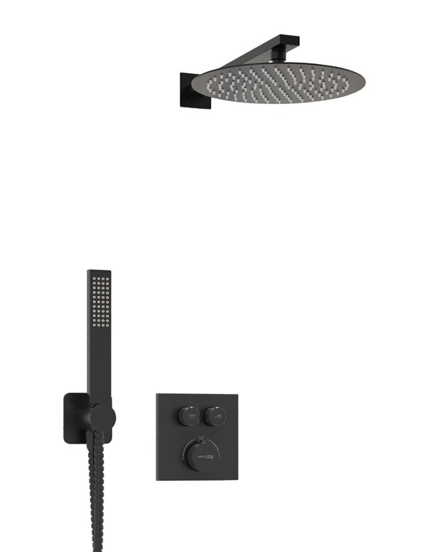 Изображение товара Современная термостатическая душевая система WasserKRAFT Elbe A7448 минимализм дизайн черный матовы