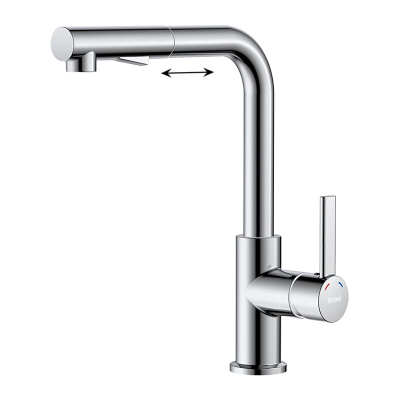 Изображение товара Смеситель для кухонной мойки Rossinka Z35-38 с вытяжным изливом хром