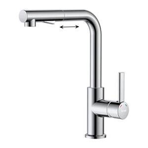 Изображение товара Смеситель для кухонной мойки Rossinka Z35-38, с вытяжным изливом, хром