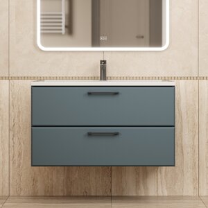 Изображение товара Тумба под раковину Uperwood Foster New TFosterNEW90g, 90 см, подвесная, серый графит матовый