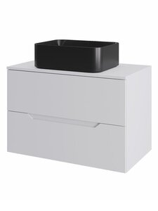 Изображение товара Тумба с раковиной Orange Line, Li-70TuwMDF+B02-460MB, 70 см, подвесная, раковина черная матовая, белая матовая