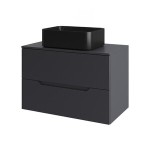 Изображение товара Тумба с раковиной Orange Line, Li-70TugMDF+B02-460MB, 70 см, подвесная, раковина черная матовая, графит матовый