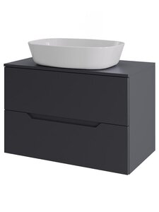 Изображение товара Тумба с раковиной Orange Line, Li-70TugMDF+B08-500W, 70 см, подвесная, раковина белый глянец, графит матовый