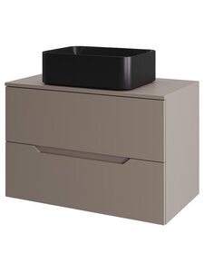 Изображение товара Тумба с раковиной Orange Line, Li-70TuLMDF+B02-460MB, 70 см, подвесная, раковина черная матовая, латте матовый